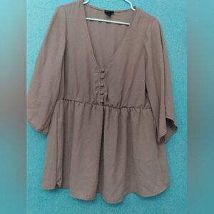 A New Day‎ Peplum Top Blouse V-Neck 3/4 Sleeve Casual Flowy Cute Size S